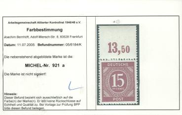 Preview: KONTROLLRAT_1946_Nr_921a_postfrisch_Bild2