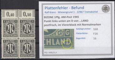 BIZONE_1945_PLATTENFEHLER_Nr_16B_F16_postfrisch_Bild1