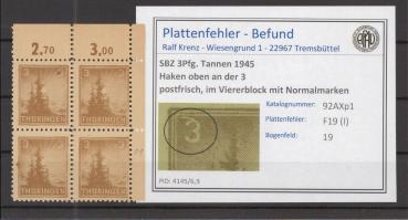 SBZ_1945_PLATTENFEHLER_Nr_92AXp1_I_postfrisch_Bild1