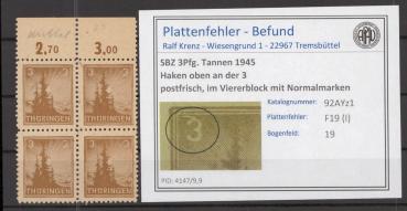 SBZ_1945_PLATTENFEHLER_Nr_92AYz1_I_postfrisch_Bild1
