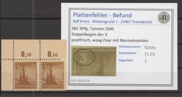 SBZ_1945_PLATTENFEHLER_Nr_92AXy_II_postfrisch_Bild1