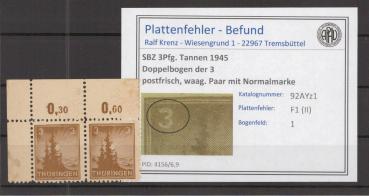 SBZ_1945_PLATTENFEHLER_Nr_92AYz1_II_postfrisch_Bild1