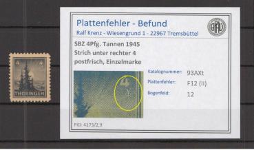 SBZ_1945_PLATTENFEHLER_Nr_93AXt_II_postfrisch_Bild1