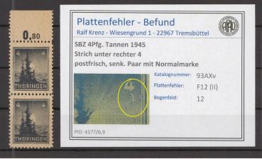 SBZ_1945_PLATTENFEHLER_Nr_93AXv_II_postfrisch_Bild1
