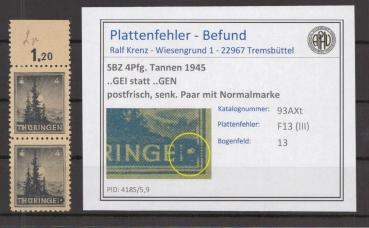 SBZ_1945_PLATTENFEHLER_Nr_93AXt_III_postfrisch_Bild1
