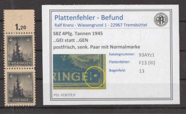 SBZ_1945_PLATTENFEHLER_Nr_93AYz1_III_postfrisch_Bild1