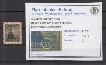 SBZ_1945_PLATTENFEHLER_Nr_93AXv_V_postfrisch_Bild1