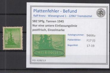 SBZ_1945_PLATTENFEHLER_Nr_94AXu_I_postfrisch_Bild1