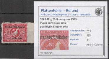 SBZ_1948_PLATTENFEHLER_Nr_233_F35_postfrisch_Bild1