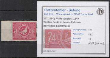 SBZ_1948_PLATTENFEHLER_Nr_232_F11_postfrisch_Bild1