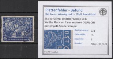 SBZ_1948_PLATTENFEHLER_Nr_231_F5_gestempelt_Bild1