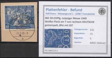 SBZ_1948_PLATTENFEHLER_Nr_231_F5_gestempelt_Bild1