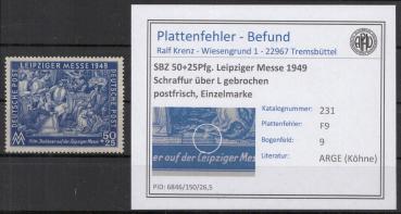 SBZ_1948_PLATTENFEHLER_Nr_231_F9_postfrisch_Bild1