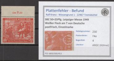 SBZ_1948_PLATTENFEHLER_Nr_230_F4a_postfrisch_Bild1