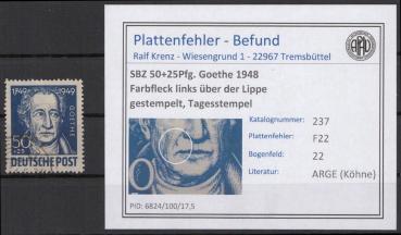 SBZ_1948_PLATTENFEHLER_Nr_237_F22_gestempelt_Bild1