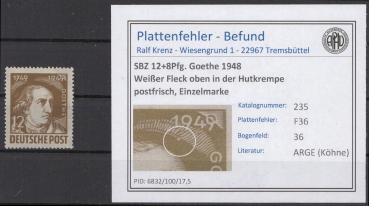 SBZ_1948_PLATTENFEHLER_Nr_235_F36_postfrisch_Bild1