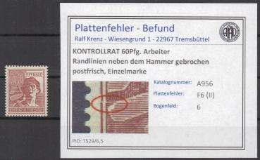 KONTROLLRAT_1947_PLATTENFEHLER_Nr_A956_II_postfrisch_Bild1
