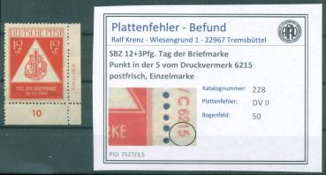 SBZ_1949_DV_PLATTENFEHLER_Nr_228_DV_postfrisch_Bild1