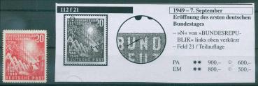 BUND_1949_PLATTENFEHLER_Nr_112_f21_ungebraucht_Bild1