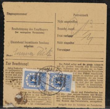 Preview: SBZ_1948_Interessante_Paketkarte_mit_Nr_205_gestempelt_Bild2