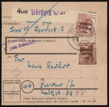 SBZ_1948_Interessante_Paketkarte_mit_Nr_203_gestempelt_Bild1