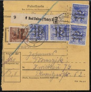 SBZ_1948_Interessante_Paketkarte_mit_Nr_203_gestempelt_Bild1