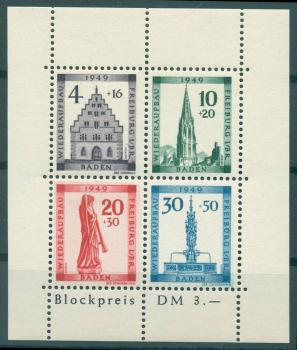 FRZ.ZONE_BADEN_1949_Bl.1A_IV_postfrisch_Bild1