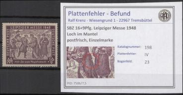 SBZ_1948_PLATTENFEHLER_Nr_198_IV_postfrisch_Bild1
