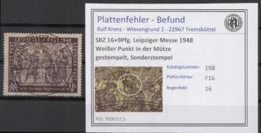 SBZ_1948_PLATTENFEHLER_Nr_198_F16_gestempelt_Bild1