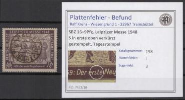 SBZ_1948_PLATTENFEHLER_Nr_198_I_gestempelt_Bild1