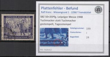 SBZ_1948_PLATTENFEHLER_Nr_199_I_gestempelt_Bild1