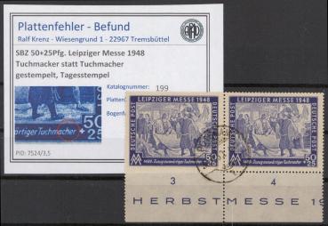 SBZ_1948_PLATTENFEHLER_Nr_199_I_gestempelt_Bild1