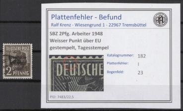 SBZ_1948_PLATTENFEHLER_Nr_182_I_gestempelt_Bild1