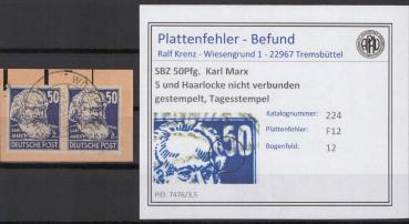 SBZ_1948_PLATTENFEHLER_Nr_224_F12_gestempelt_Bild1