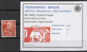 SBZ_1948_PLATTENFEHLER_Nr_222_F1_gestempelt_Bild1