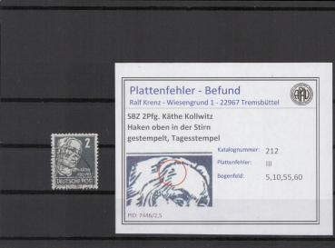 SBZ_1948_PLATTENFEHLER_Nr_212_III_gestempelt_Bild1
