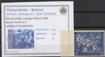 SBZ_1949_PLATTENFEHLER_Nr_231_F11_postfrisch_Bild1
