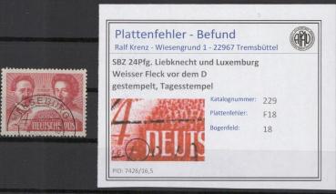 SBZ_1949_PLATTENFEHLER_Nr_229_F18_gestempelt_Bild1