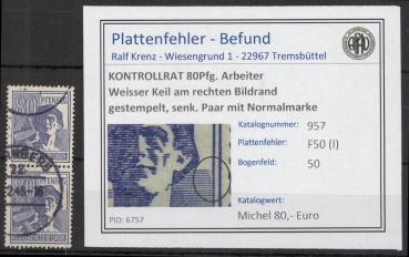 KONTROLLRAT_1946_PLATTENFEHLER_Nr_957_I_gestempelt_Bild1