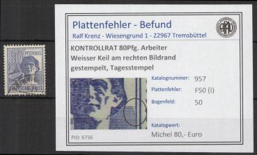 KONTROLLRAT_1946_PLATTENFEHLER_Nr_957_I_gestempelt_Bild1
