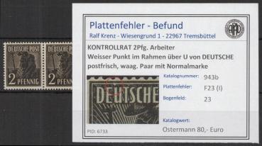 KONTROLLRAT_1946_PLATTENFEHLER_Nr_943b_I_postfrisch_Bild1