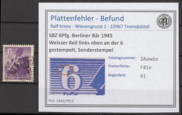 SBZ_1945_PLATTENFEHLER_Nr_2Aawbz_F41a_gestempelt_Bild1