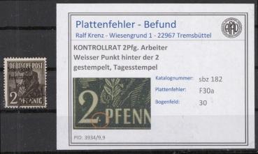 SBZ_1945_PLATTENFEHLER_Nr_182_F30_gestempelt_Bild1