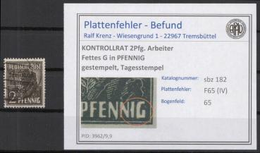 SBZ_1945_PLATTENFEHLER_Nr_182_F65_gestempelt_Bild1