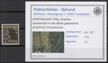 SBZ_1945_PLATTENFEHLER_Nr_182_F74_postfrisch_Bild1