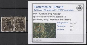 SBZ_1945_PLATTENFEHLER_Nr_182_F74_postfrisch_Bild1