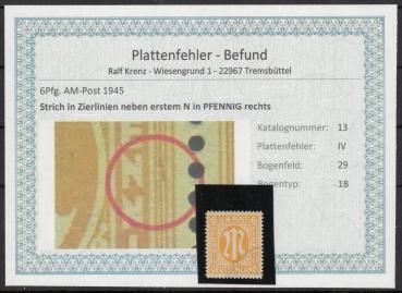 BIZONE_1948_PLATTENFEHLER_Nr_13IV_gestempelt_Bild1