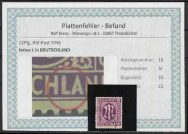 BIZONE_1948_PLATTENFEHLER_Nr_15IV_gestempelt_Bild1