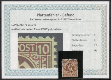 BIZONE_1948_PLATTENFEHLER_Nr_6III_gestempelt_Bild1