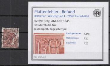 BIZONE_1948_PLATTENFEHLER_Nr_A49II_F21_gestempelt_Bild1